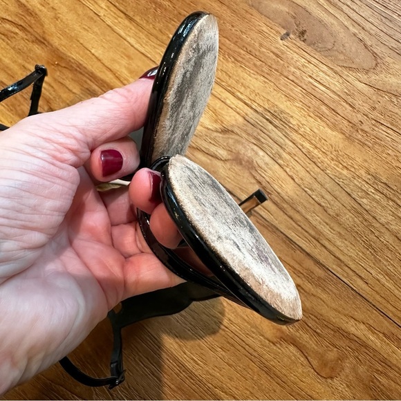 Stuart Weitzman Black Patent Leather Nudistsong Women’s Stiletto Heeled Sandals - Picture 5 of 13